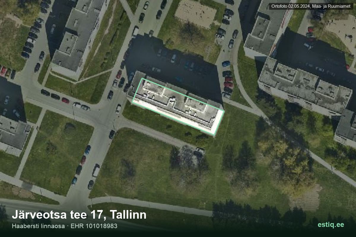 Järveotsa tee 17, Tallinn – hoone aerofoto, kontuur ehitisregistri (EHR) andmetest