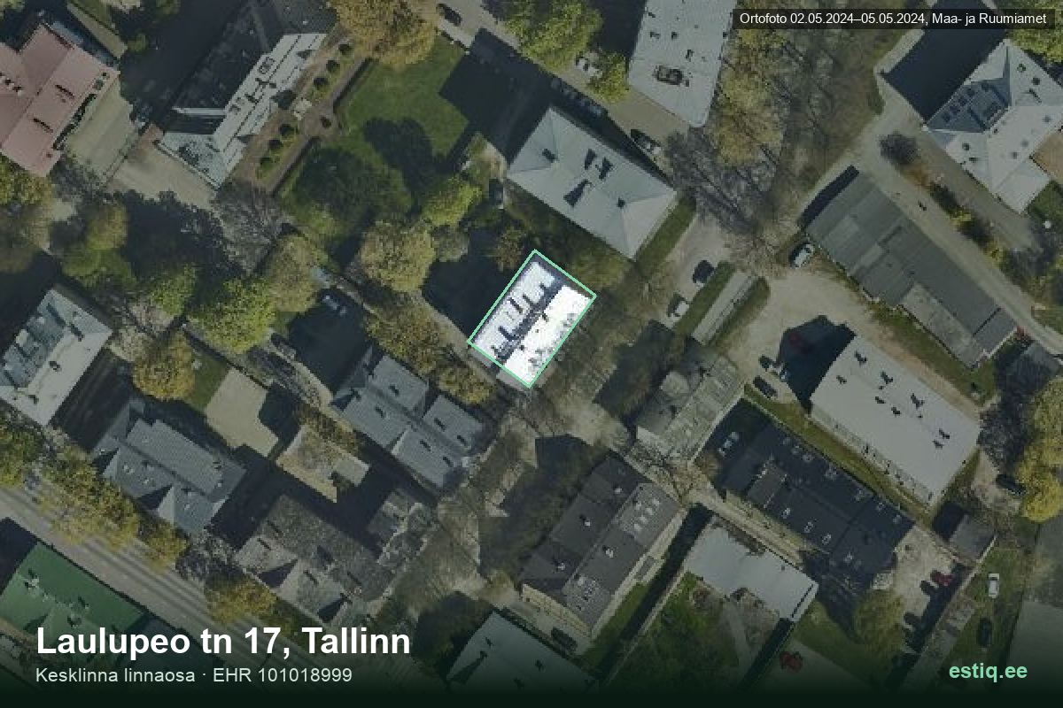 Laulupeo tänav 17, Tallinn – aerial photo of the building, outline from the Building Register (EHR)