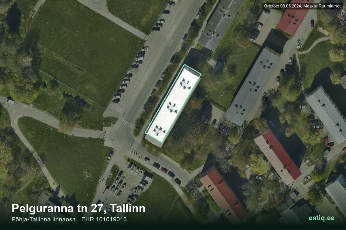 Pelguranna tänav 27, Tallinn – hoone aerofoto, kontuur ehitisregistri (EHR) andmetest