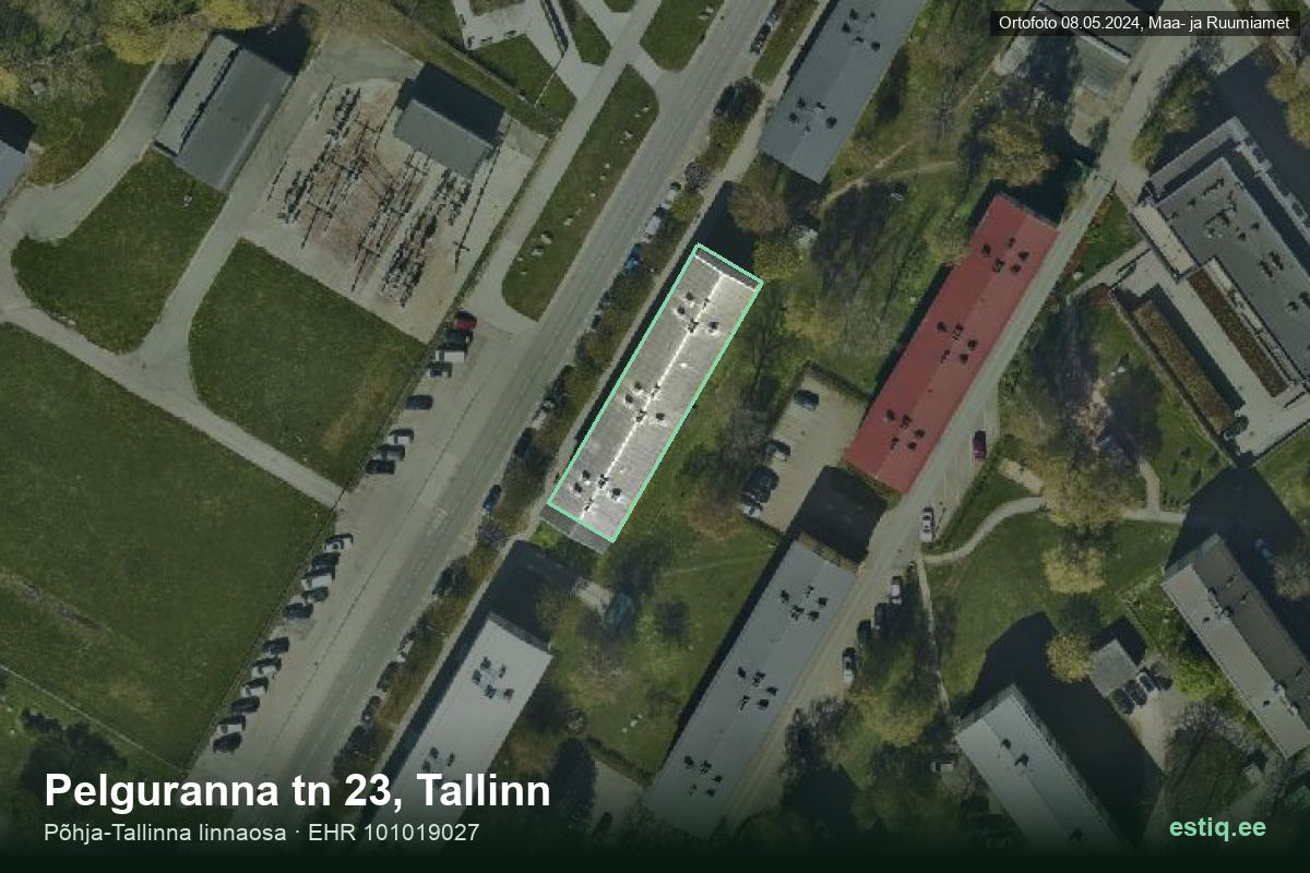 Pelguranna tänav 23, Tallinn – hoone aerofoto, kontuur ehitisregistri (EHR) andmetest