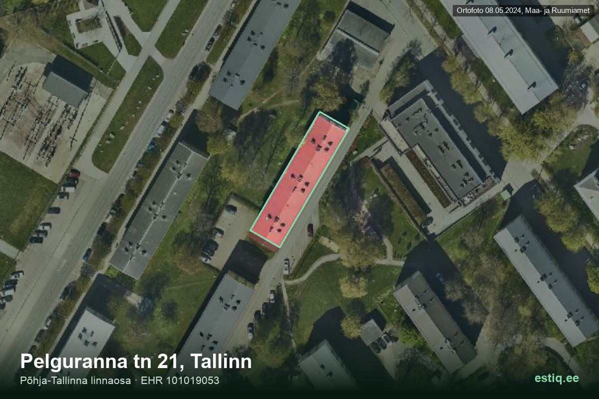 Pelguranna tänav 21, Tallinn – hoone aerofoto, kontuur ehitisregistri (EHR) andmetest