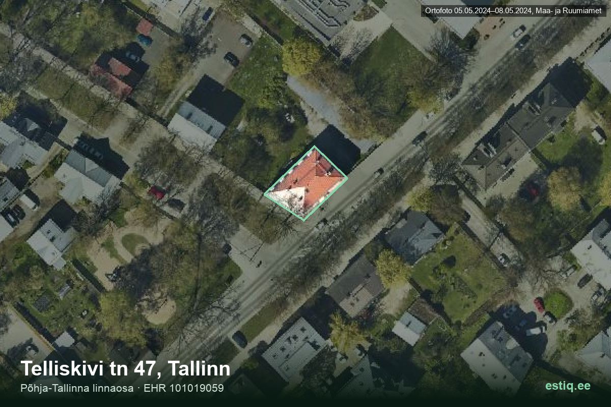 Telliskivi tänav 47, Tallinn – hoone aerofoto, kontuur ehitisregistri (EHR) andmetest