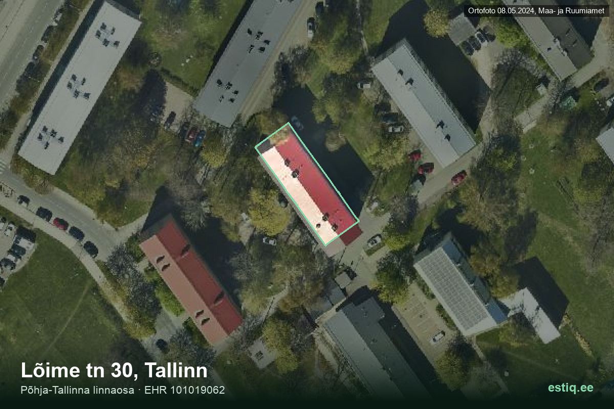 Lõime tänav 30, Tallinn – hoone aerofoto, kontuur ehitisregistri (EHR) andmetest