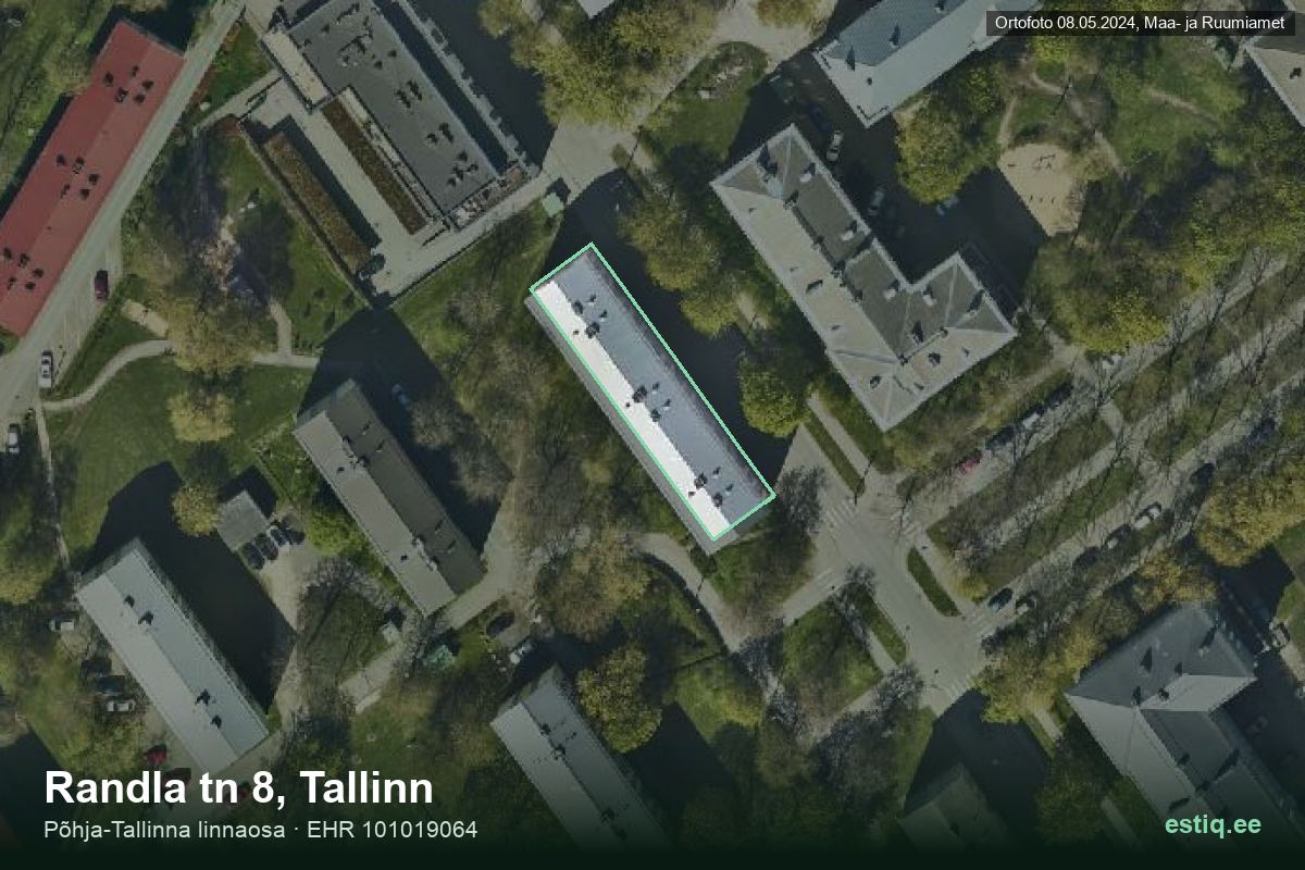 Randla tänav 8, Tallinn – hoone aerofoto, kontuur ehitisregistri (EHR) andmetest