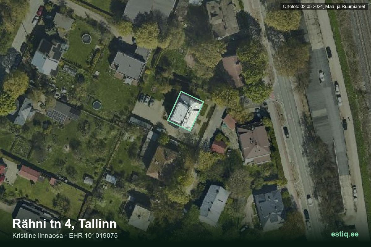 Rähni tänav 4, Tallinn – aerial photo of the building, outline from the Building Register (EHR)