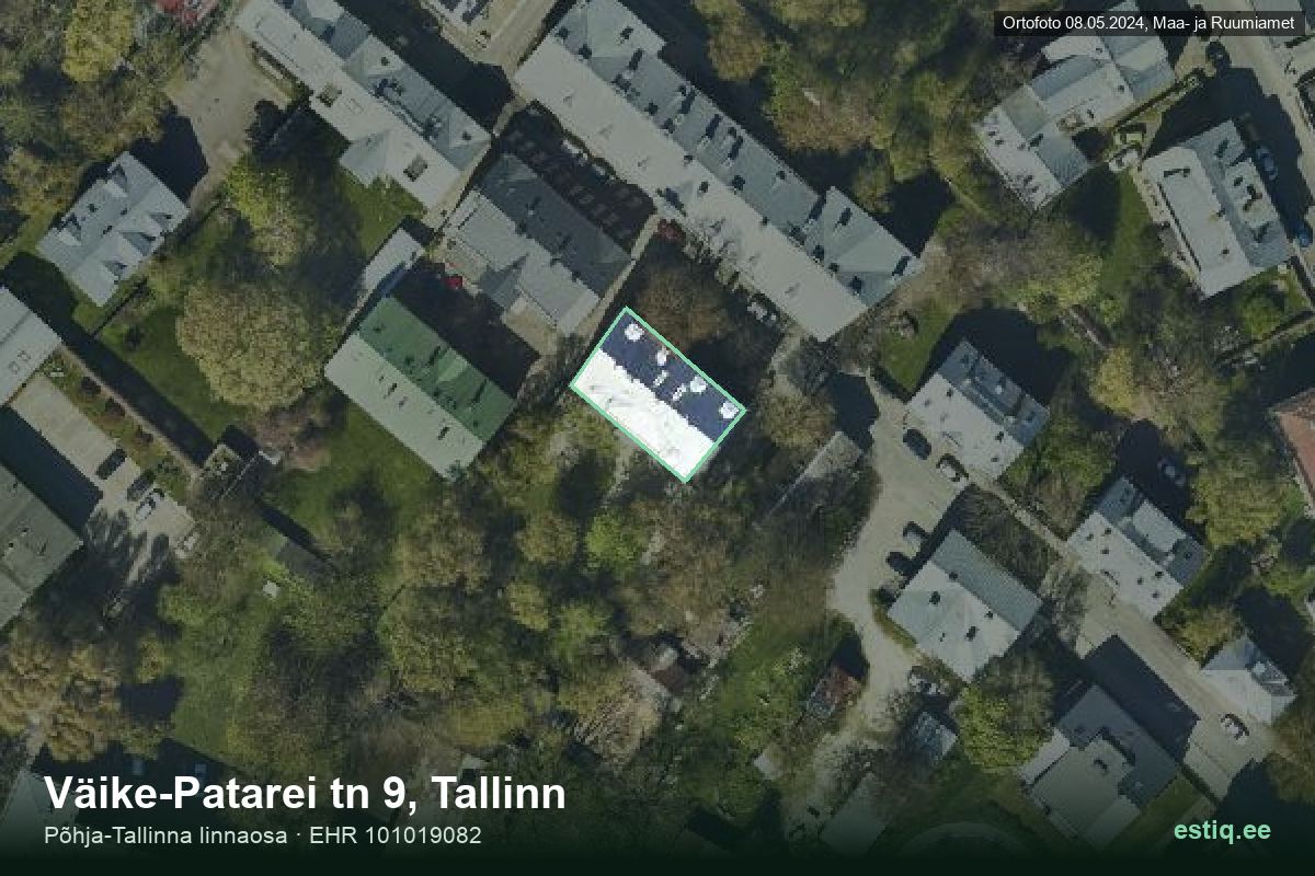 Väike-Patarei tänav 9, Tallinn – aerial photo of the building, outline from the Building Register (EHR)