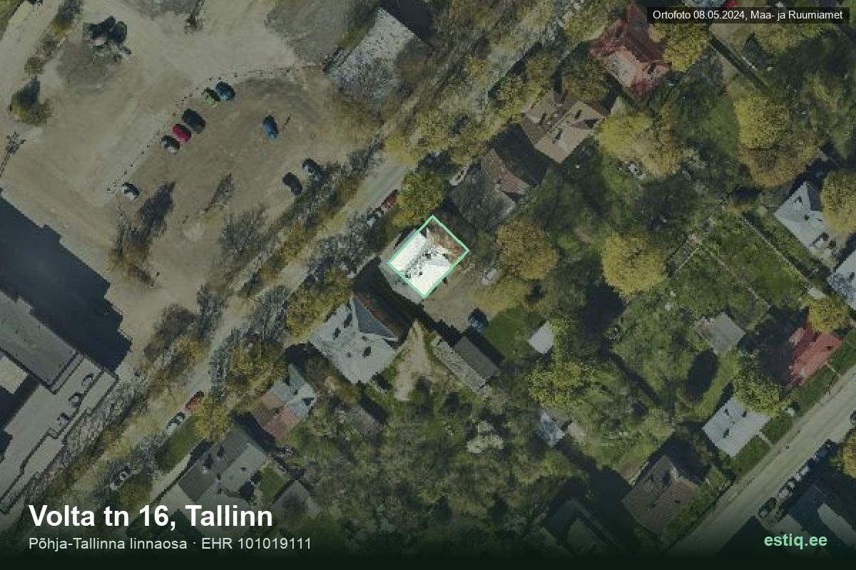 Volta tänav 16, Tallinn – ilmakuva rakennuksesta, ääriviiva rakennusrekisteristä (EHR)
