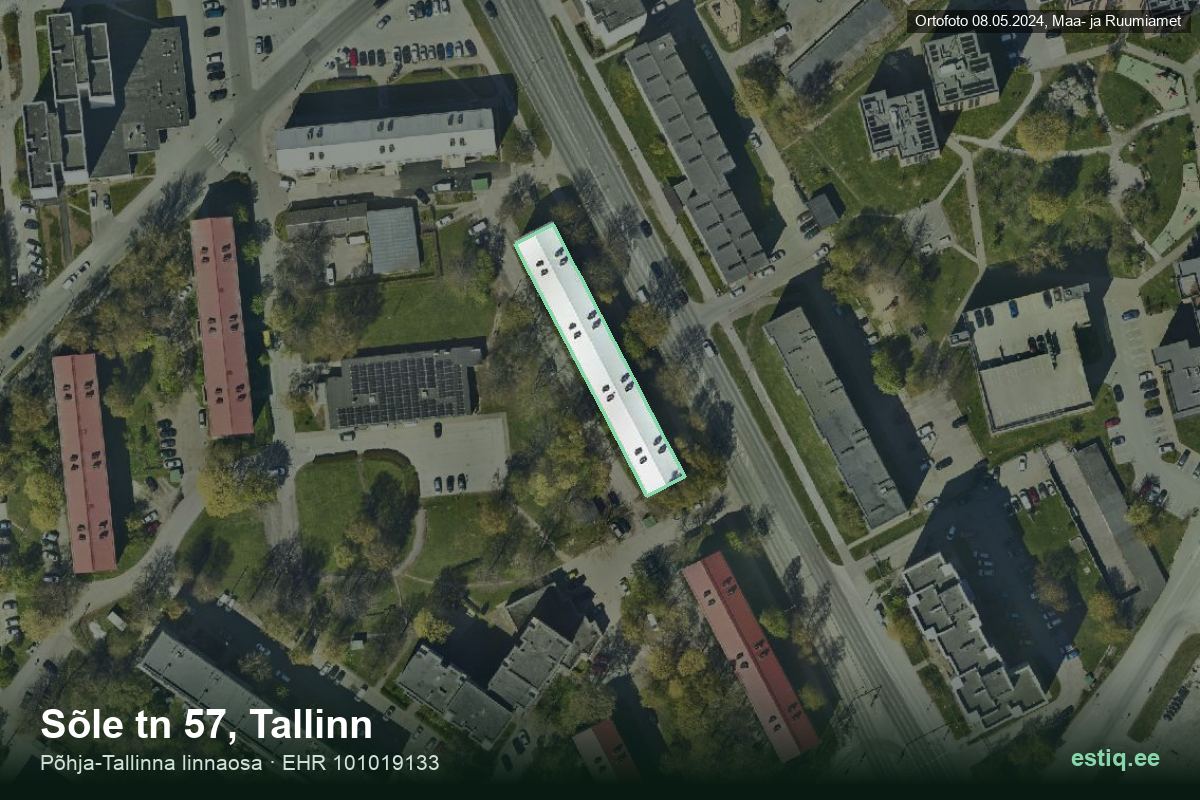 Sõle tänav 57, Tallinn – hoone aerofoto, kontuur ehitisregistri (EHR) andmetest
