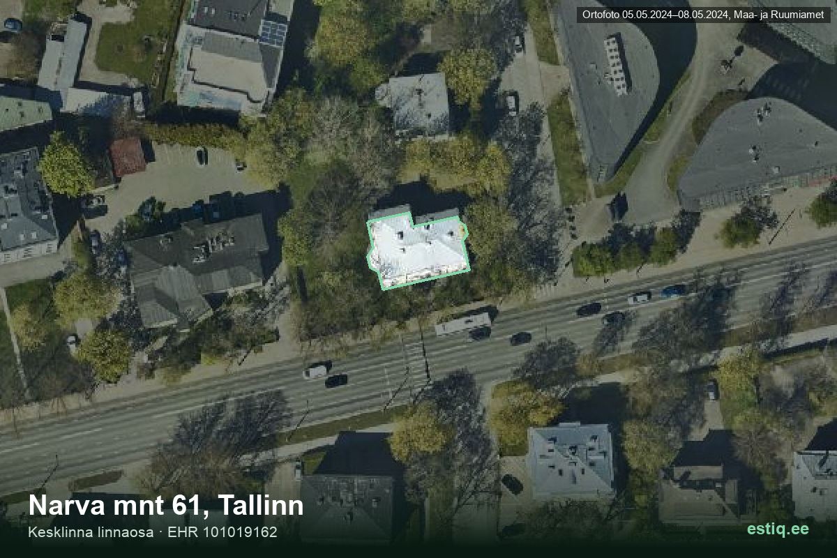 Narva mnt 61, Tallinn – hoone aerofoto, kontuur ehitisregistri (EHR) andmetest