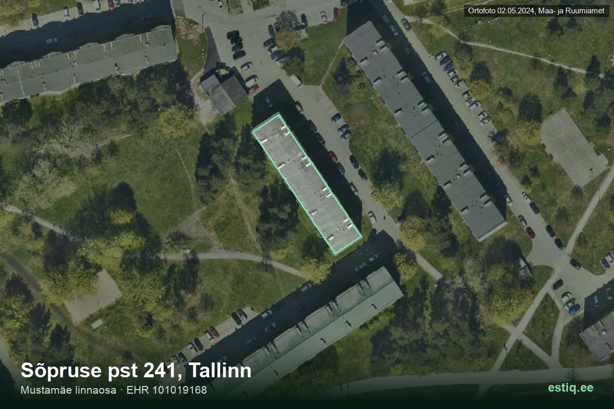 Sõpruse pst 241, Tallinn – hoone aerofoto, kontuur ehitisregistri (EHR) andmetest