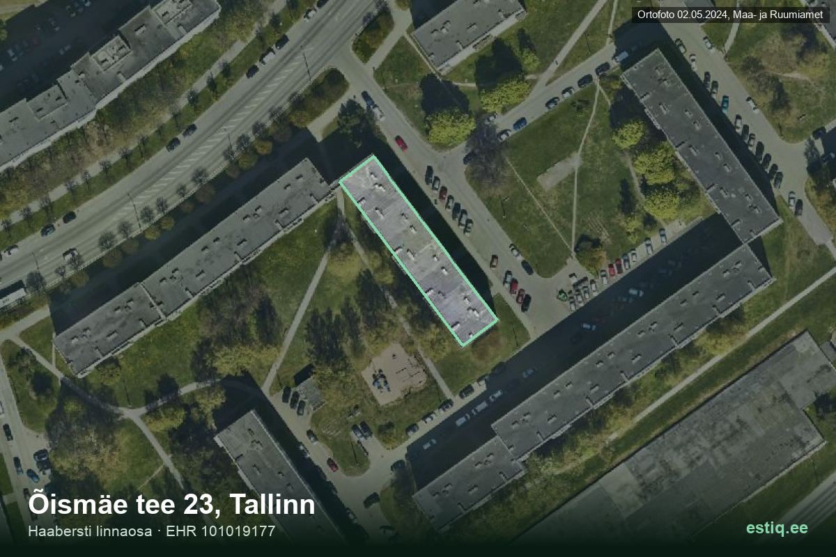 Õismäe tee 23, Tallinn – hoone aerofoto, kontuur ehitisregistri (EHR) andmetest