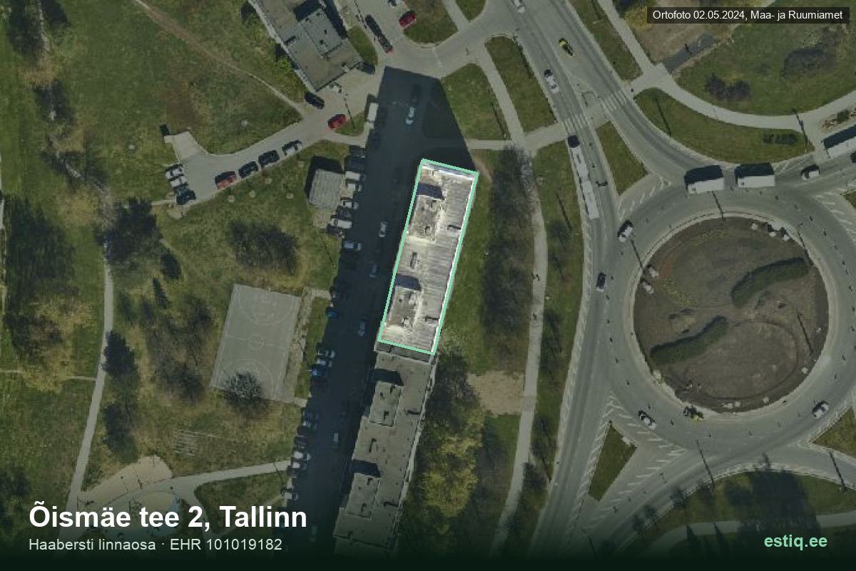 Õismäe tee 2, Tallinn – ilmakuva rakennuksesta, ääriviiva rakennusrekisteristä (EHR)