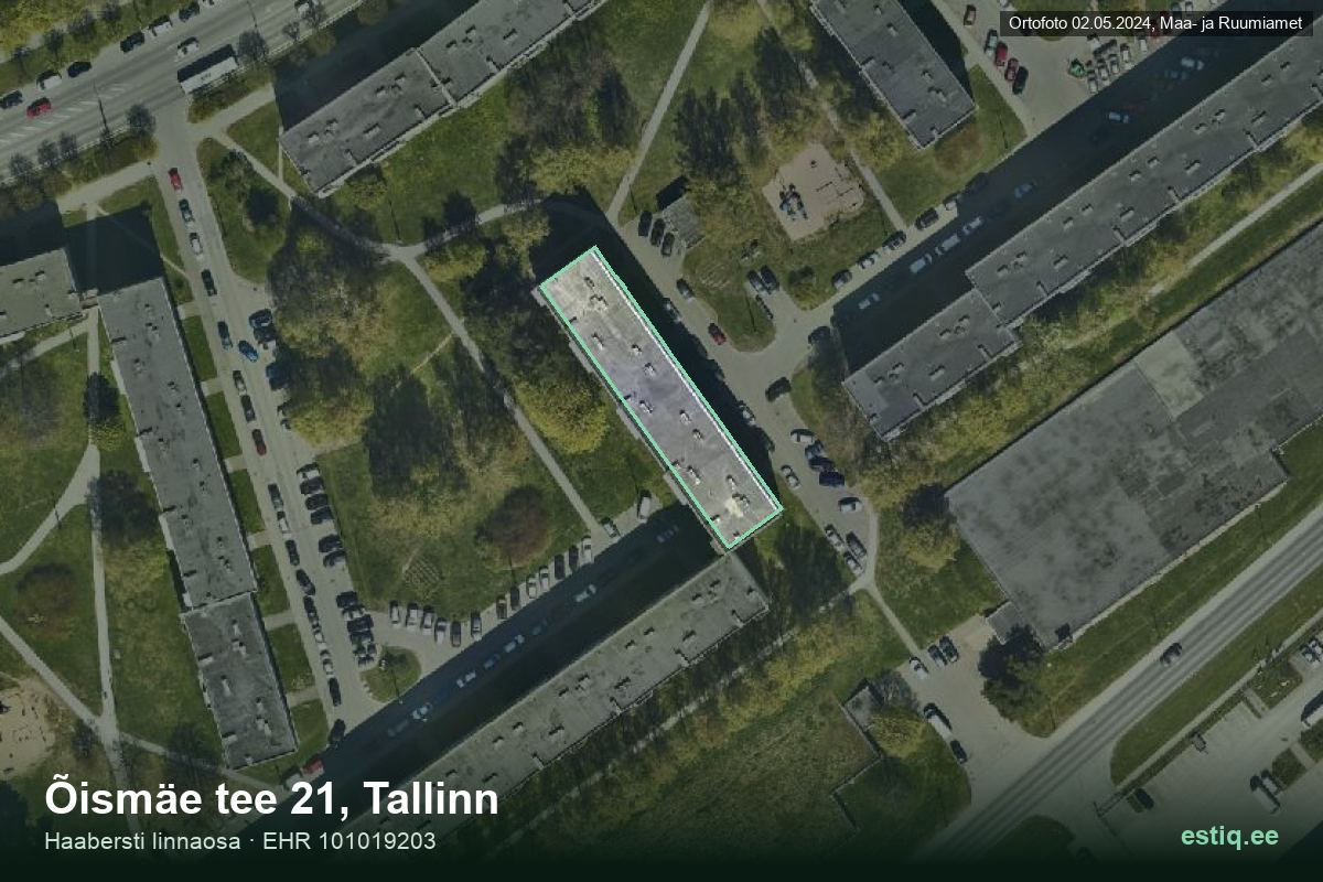 Õismäe tee 21, Tallinn – aerial photo of the building, outline from the Building Register (EHR)
