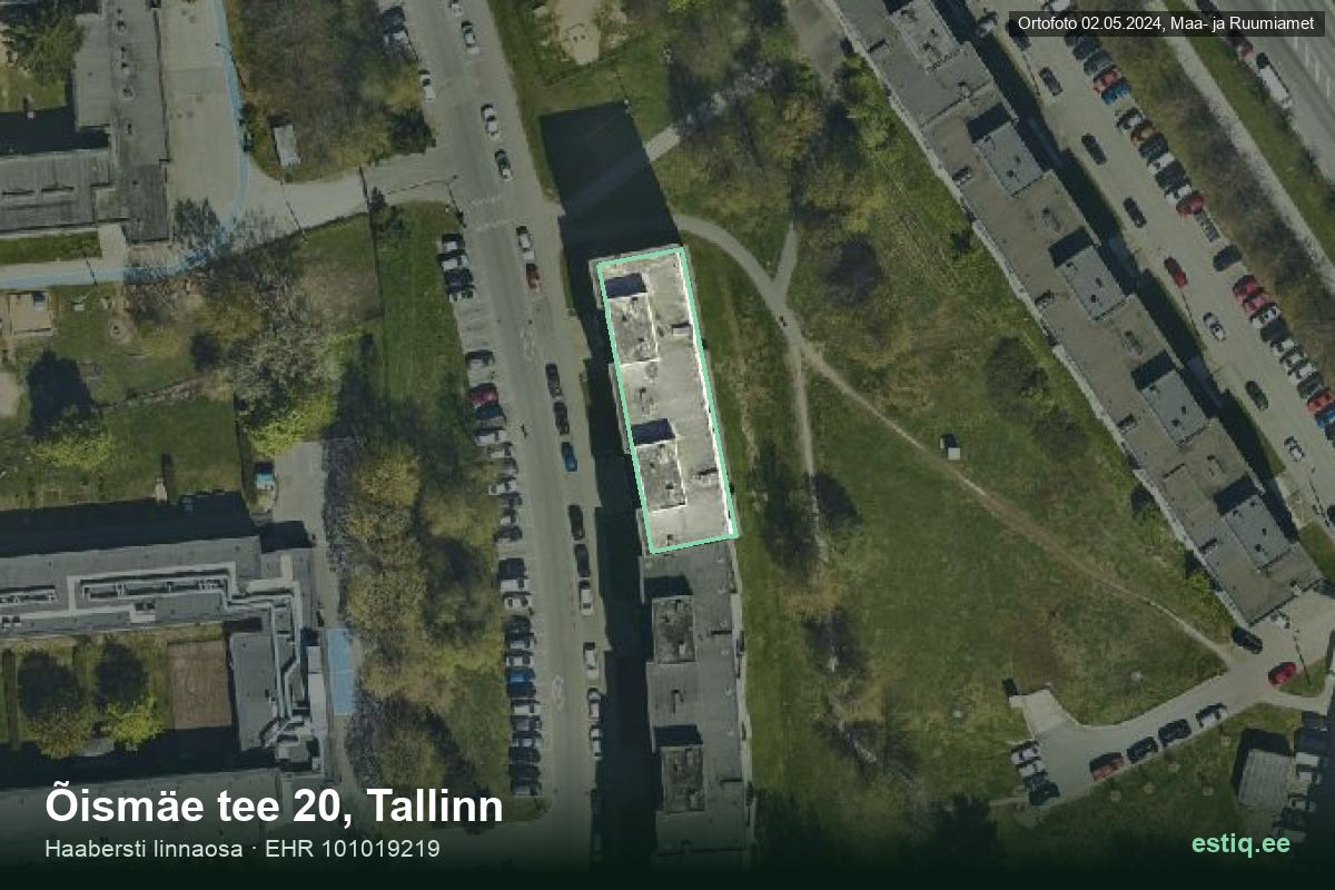 Õismäe tee 20, Tallinn – hoone aerofoto, kontuur ehitisregistri (EHR) andmetest