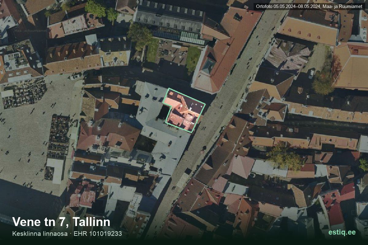 Vene tänav 7, Tallinn – hoone aerofoto, kontuur ehitisregistri (EHR) andmetest