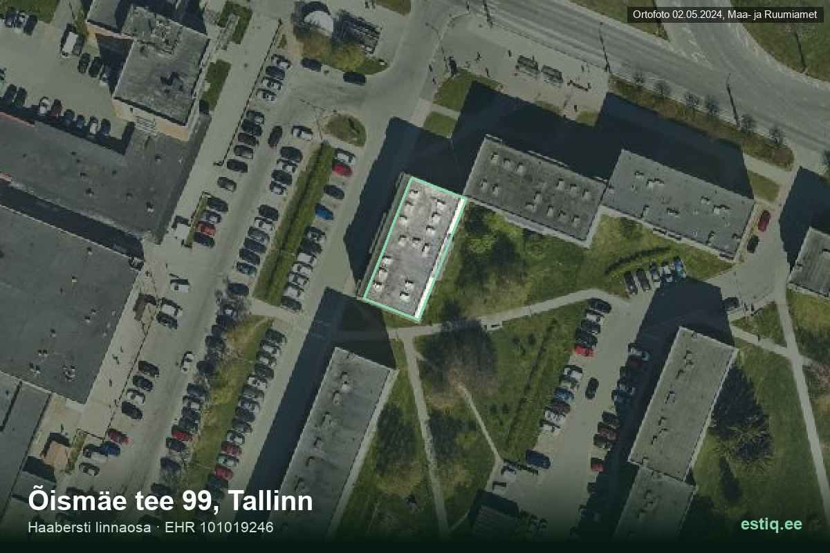 Õismäe tee 99, Tallinn – ilmakuva rakennuksesta, ääriviiva rakennusrekisteristä (EHR)
