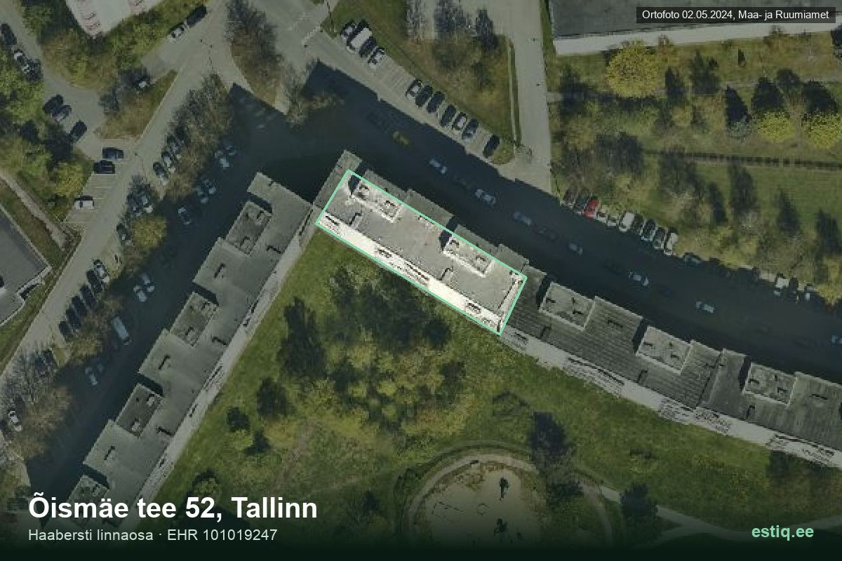 Õismäe tee 52, Tallinn – ilmakuva rakennuksesta, ääriviiva rakennusrekisteristä (EHR)