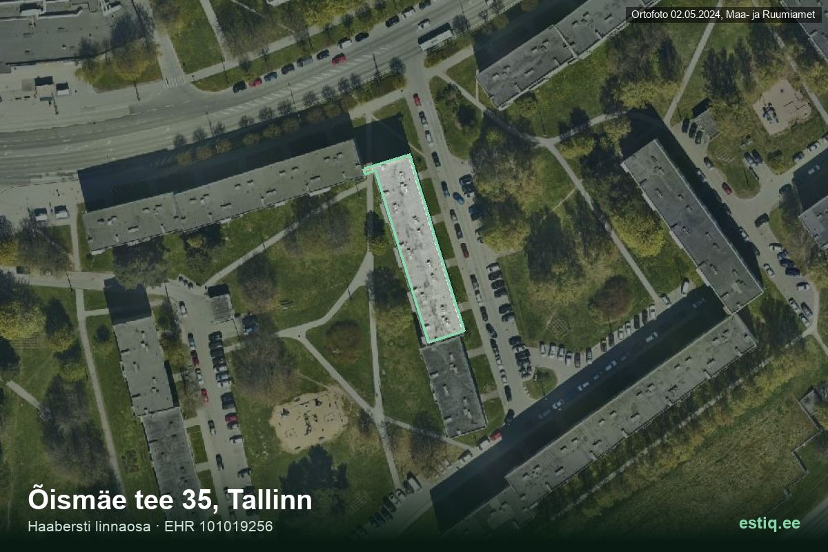 Õismäe tee 35, Tallinn – ilmakuva rakennuksesta, ääriviiva rakennusrekisteristä (EHR)