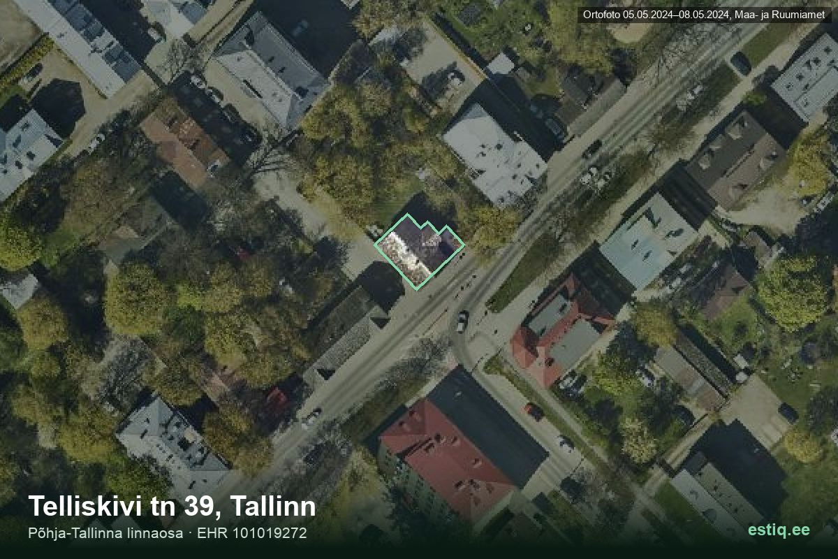 Telliskivi tänav 39, Tallinn – hoone aerofoto, kontuur ehitisregistri (EHR) andmetest