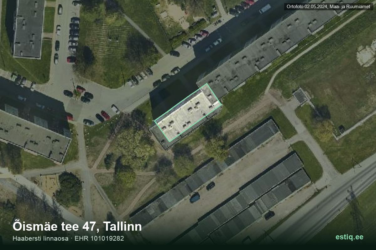 Õismäe tee 47, Tallinn – hoone aerofoto, kontuur ehitisregistri (EHR) andmetest