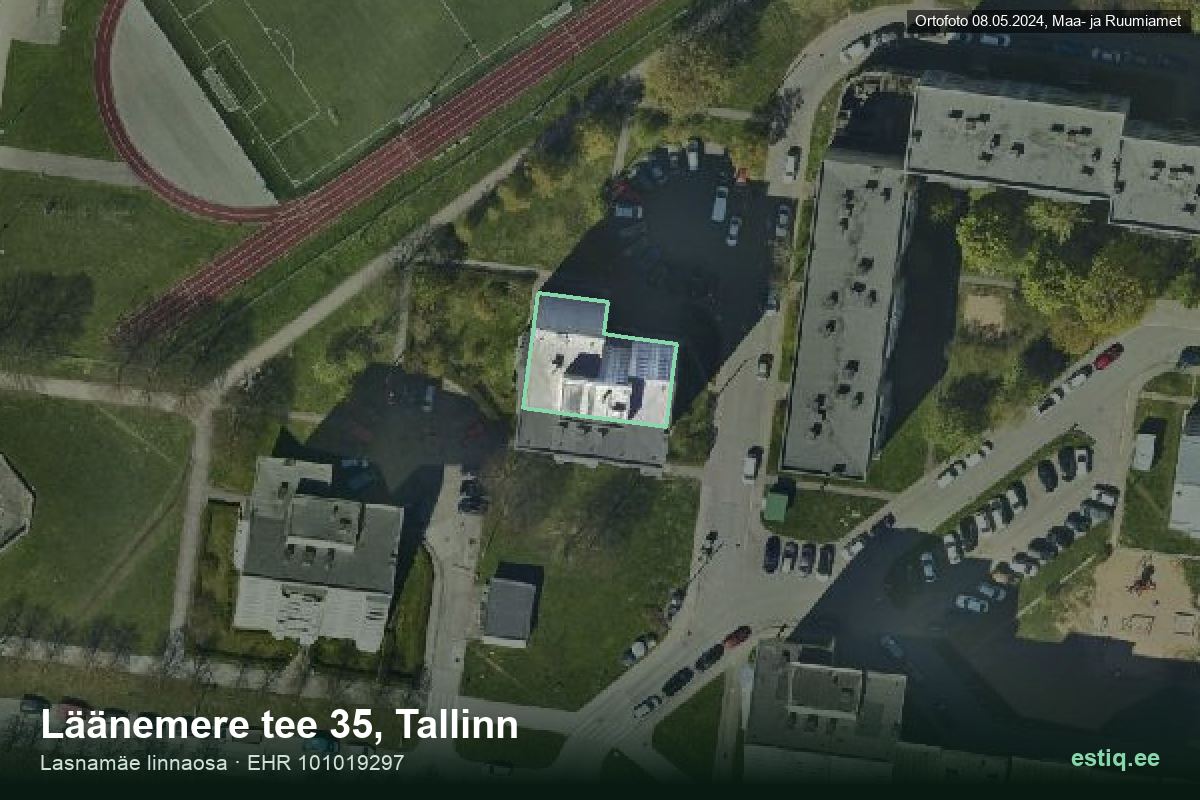 Läänemere tee 35, Tallinn – hoone aerofoto, kontuur ehitisregistri (EHR) andmetest