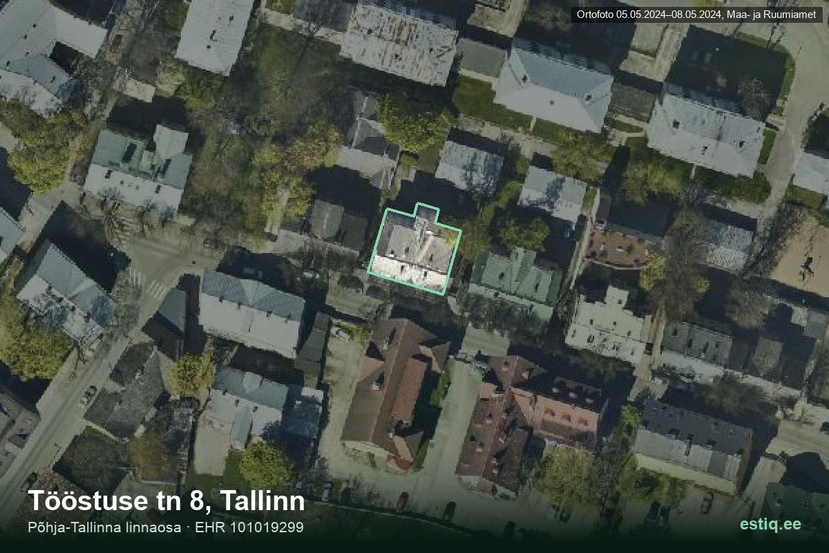 Tööstuse tänav 8, Tallinn – hoone aerofoto, kontuur ehitisregistri (EHR) andmetest