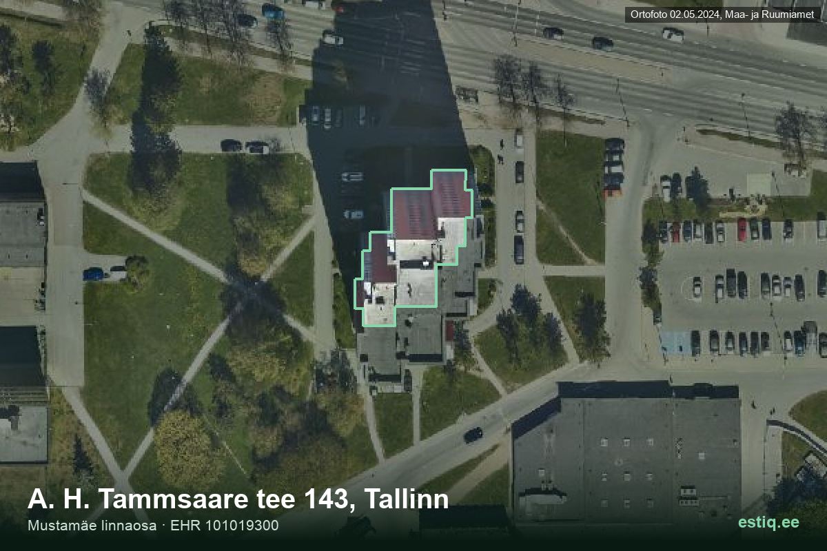 A. H. Tammsaare tee 143, Tallinn – hoone aerofoto, kontuur ehitisregistri (EHR) andmetest