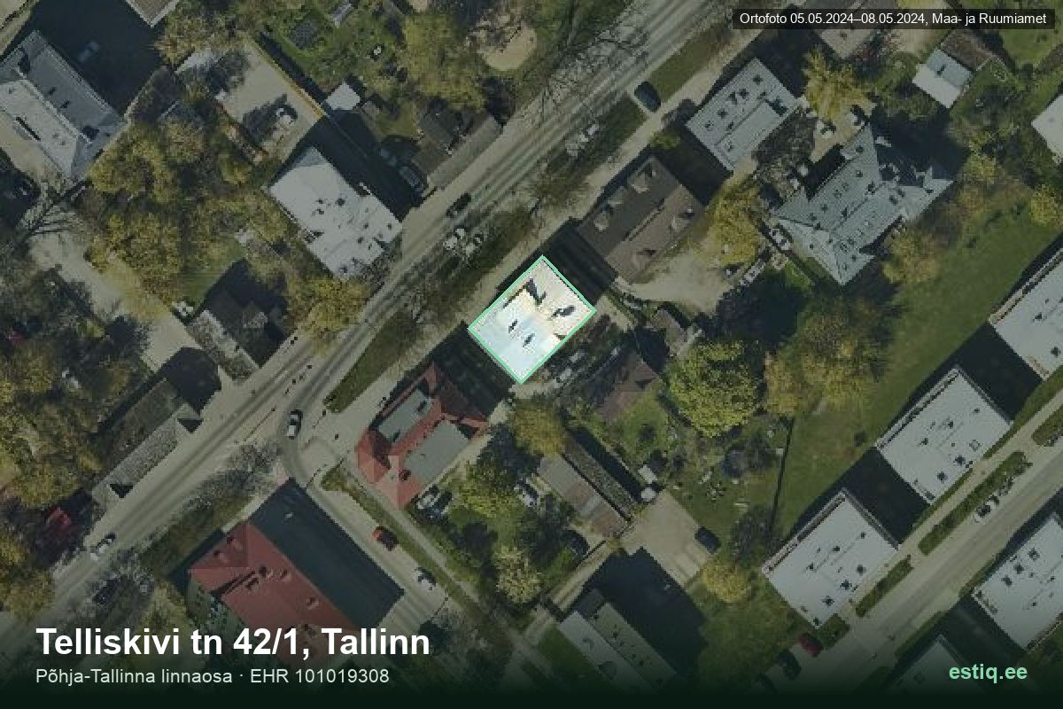 Telliskivi tänav 42/1, Tallinn – hoone aerofoto, kontuur ehitisregistri (EHR) andmetest