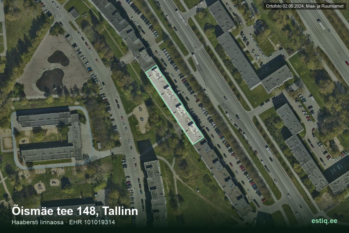 Õismäe tee 148, Tallinn – hoone aerofoto, kontuur ehitisregistri (EHR) andmetest