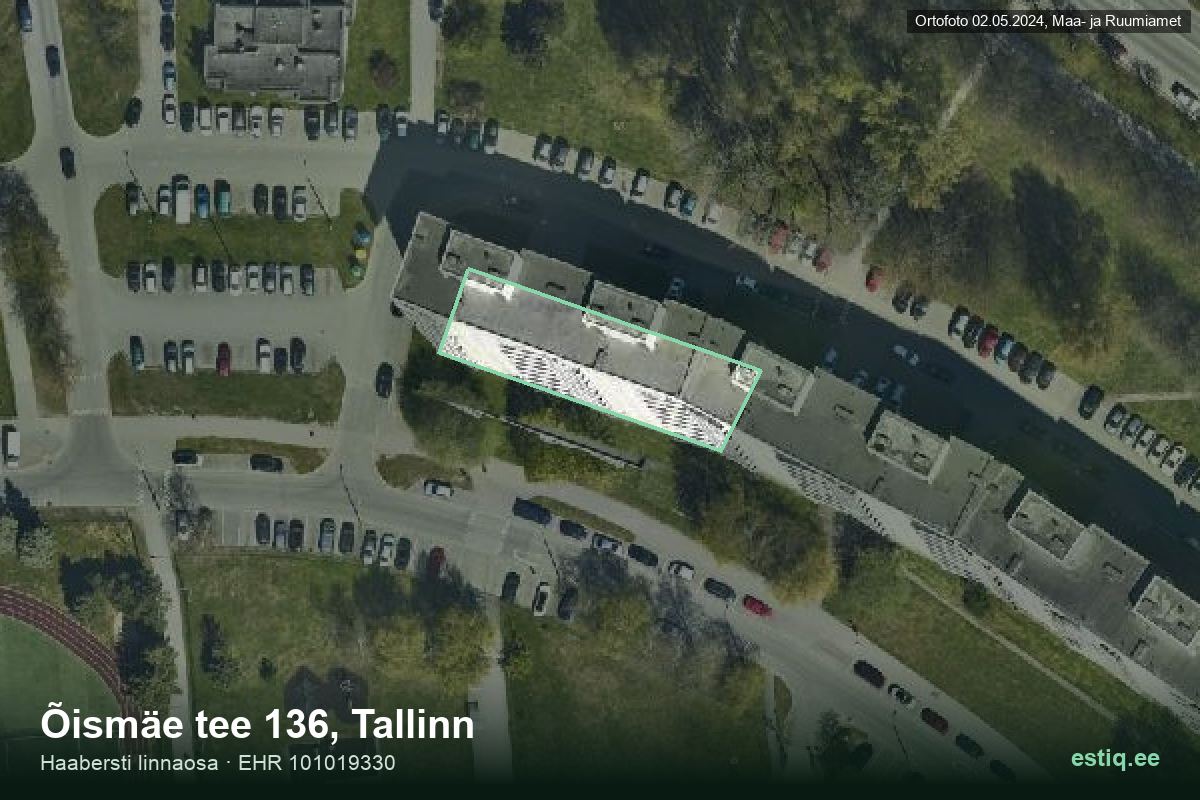 Õismäe tee 136, Tallinn – hoone aerofoto, kontuur ehitisregistri (EHR) andmetest