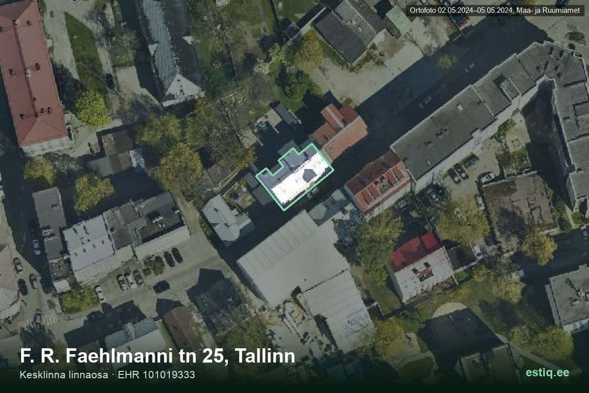F. R. Faehlmanni tänav 25, Tallinn – ilmakuva rakennuksesta, ääriviiva rakennusrekisteristä (EHR)