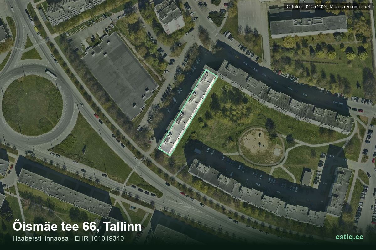Õismäe tee 66, Tallinn – hoone aerofoto, kontuur ehitisregistri (EHR) andmetest