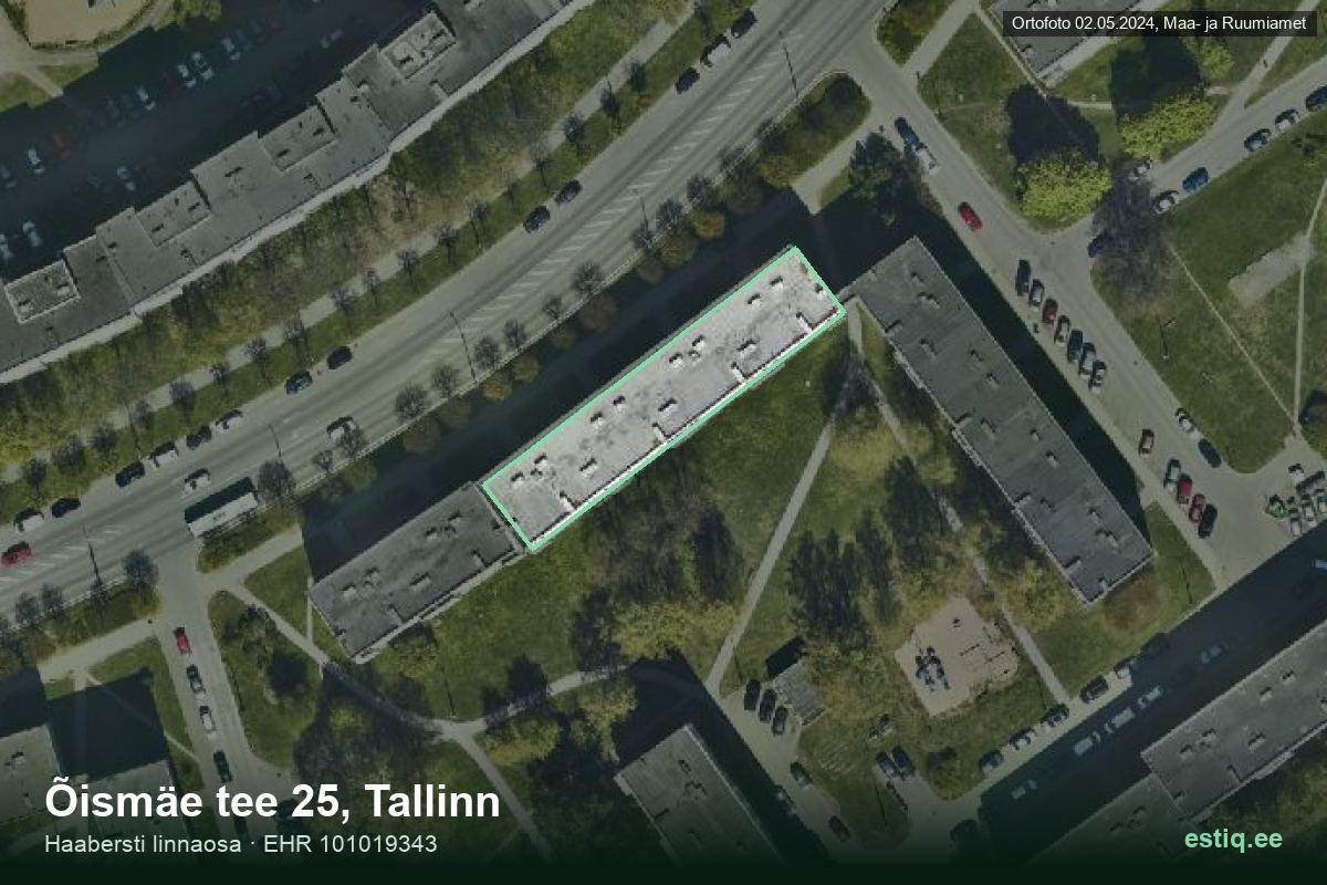 Õismäe tee 25, Tallinn – hoone aerofoto, kontuur ehitisregistri (EHR) andmetest