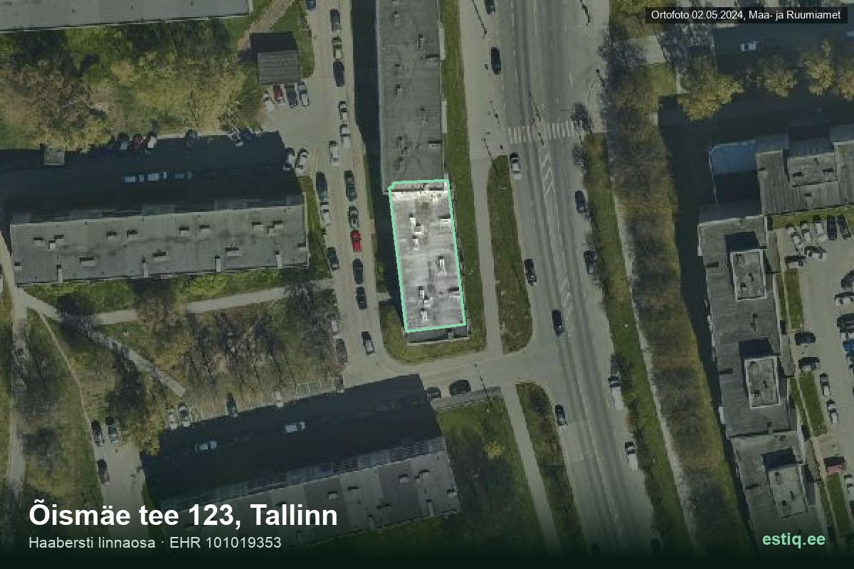 Õismäe tee 123, Tallinn – hoone aerofoto, kontuur ehitisregistri (EHR) andmetest