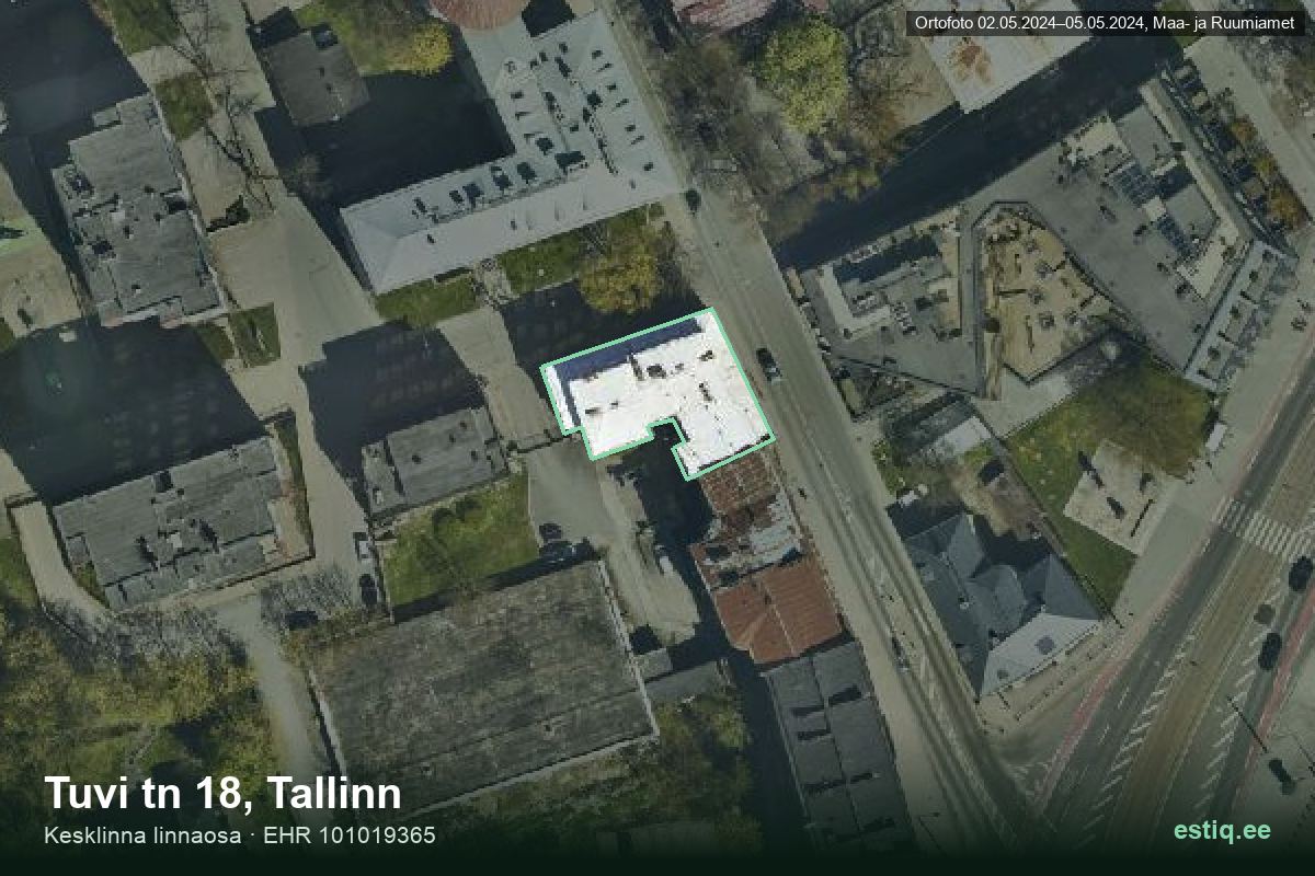 Tuvi tänav 18, Tallinn – aerial photo of the building, outline from the Building Register (EHR)
