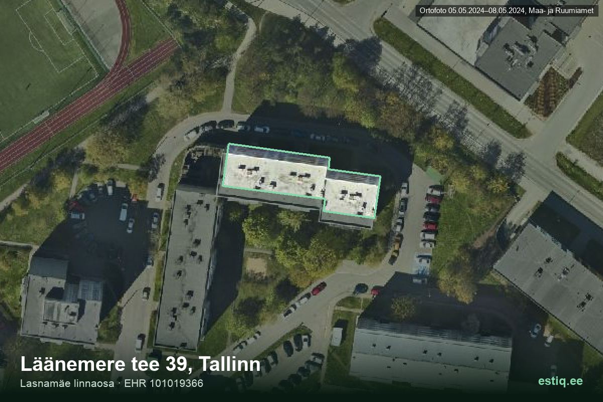Läänemere tee 39, Tallinn – hoone aerofoto, kontuur ehitisregistri (EHR) andmetest