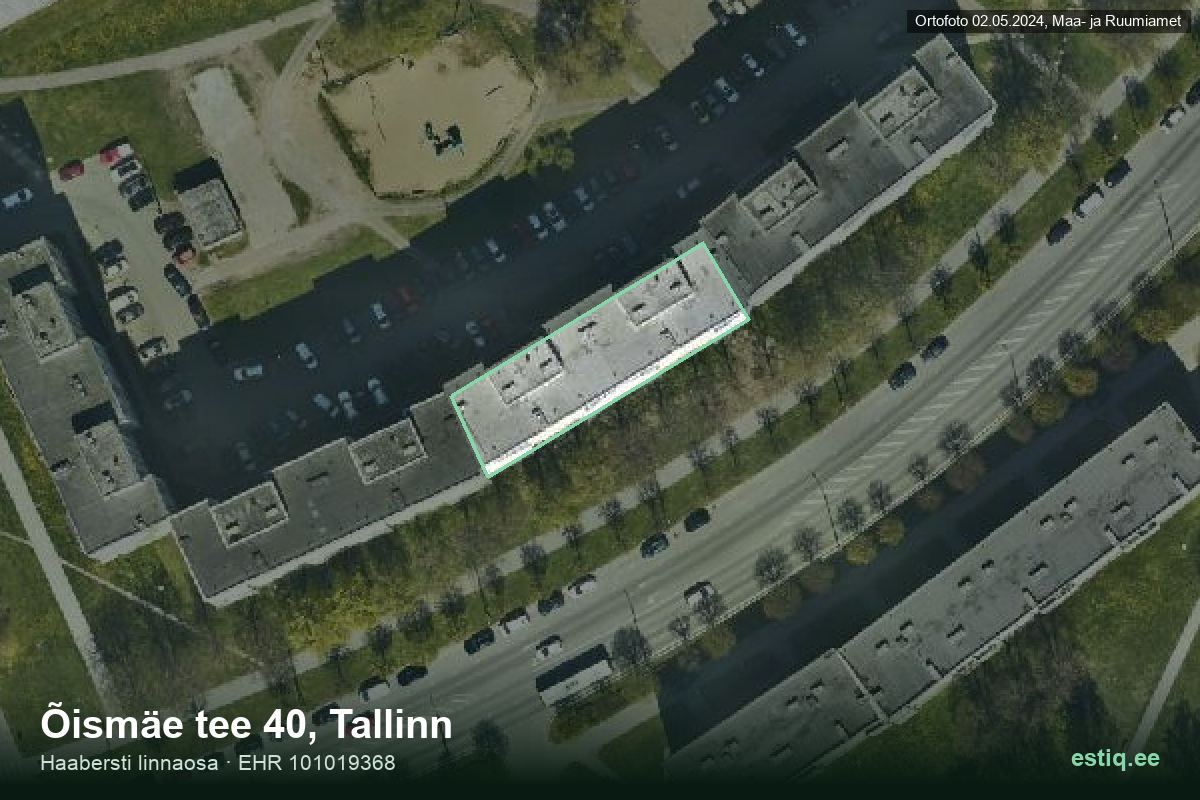 Õismäe tee 40, Tallinn – hoone aerofoto, kontuur ehitisregistri (EHR) andmetest