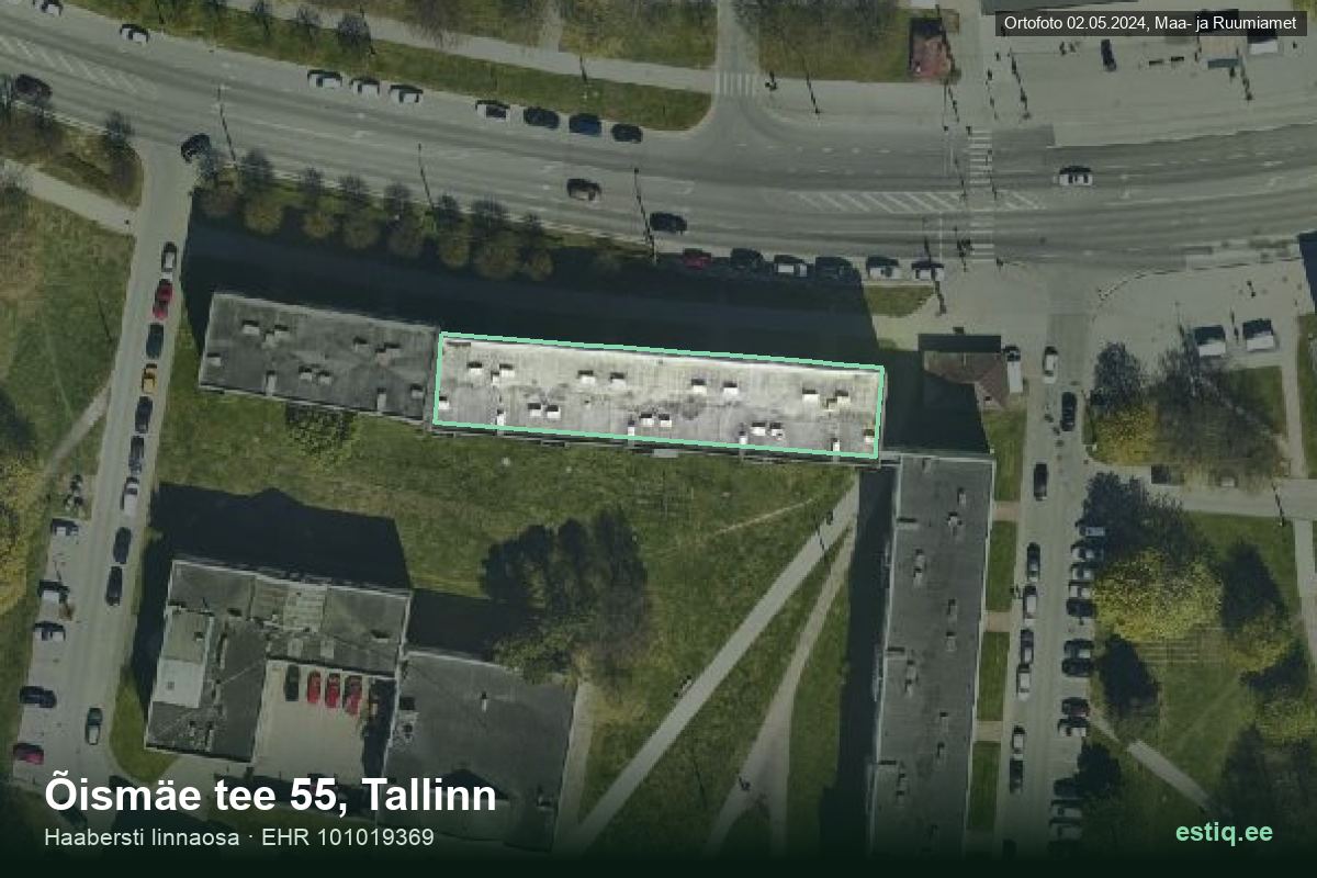 Õismäe tee 55, Tallinn – hoone aerofoto, kontuur ehitisregistri (EHR) andmetest