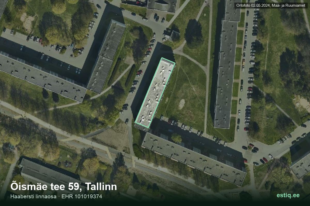 Õismäe tee 59, Tallinn – hoone aerofoto, kontuur ehitisregistri (EHR) andmetest
