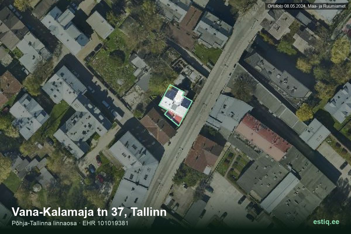 Vana-Kalamaja tänav 37, Tallinn – hoone aerofoto, kontuur ehitisregistri (EHR) andmetest