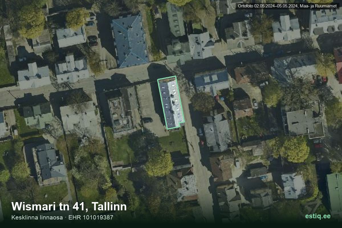 Wismari tänav 41, Tallinn – aerial photo of the building, outline from the Building Register (EHR)