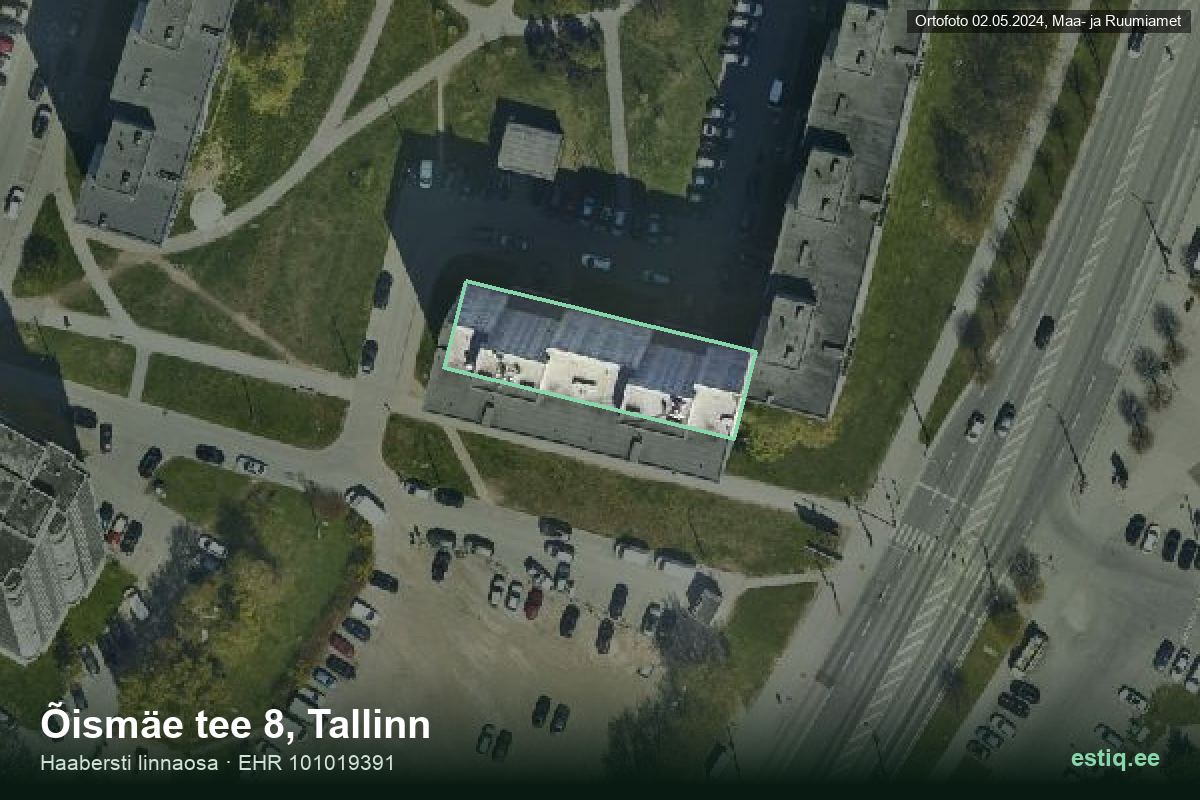 Õismäe tee 8, Tallinn – ilmakuva rakennuksesta, ääriviiva rakennusrekisteristä (EHR)