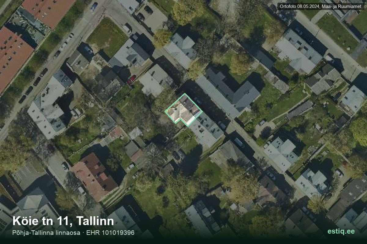 Köie tänav 11, Tallinn – hoone aerofoto, kontuur ehitisregistri (EHR) andmetest