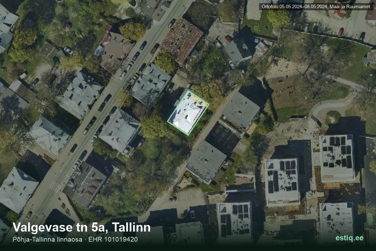 Valgevase tänav 5a, Tallinn – hoone aerofoto, kontuur ehitisregistri (EHR) andmetest