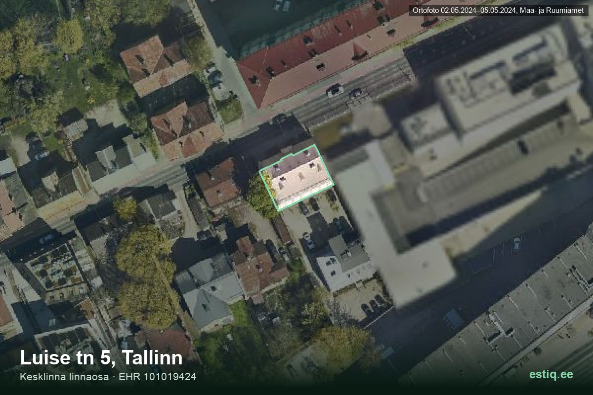 Luise tänav 5, Tallinn – ilmakuva rakennuksesta, ääriviiva rakennusrekisteristä (EHR)