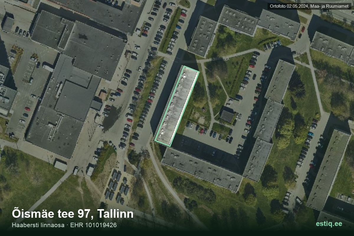 Õismäe tee 97, Tallinn – ilmakuva rakennuksesta, ääriviiva rakennusrekisteristä (EHR)