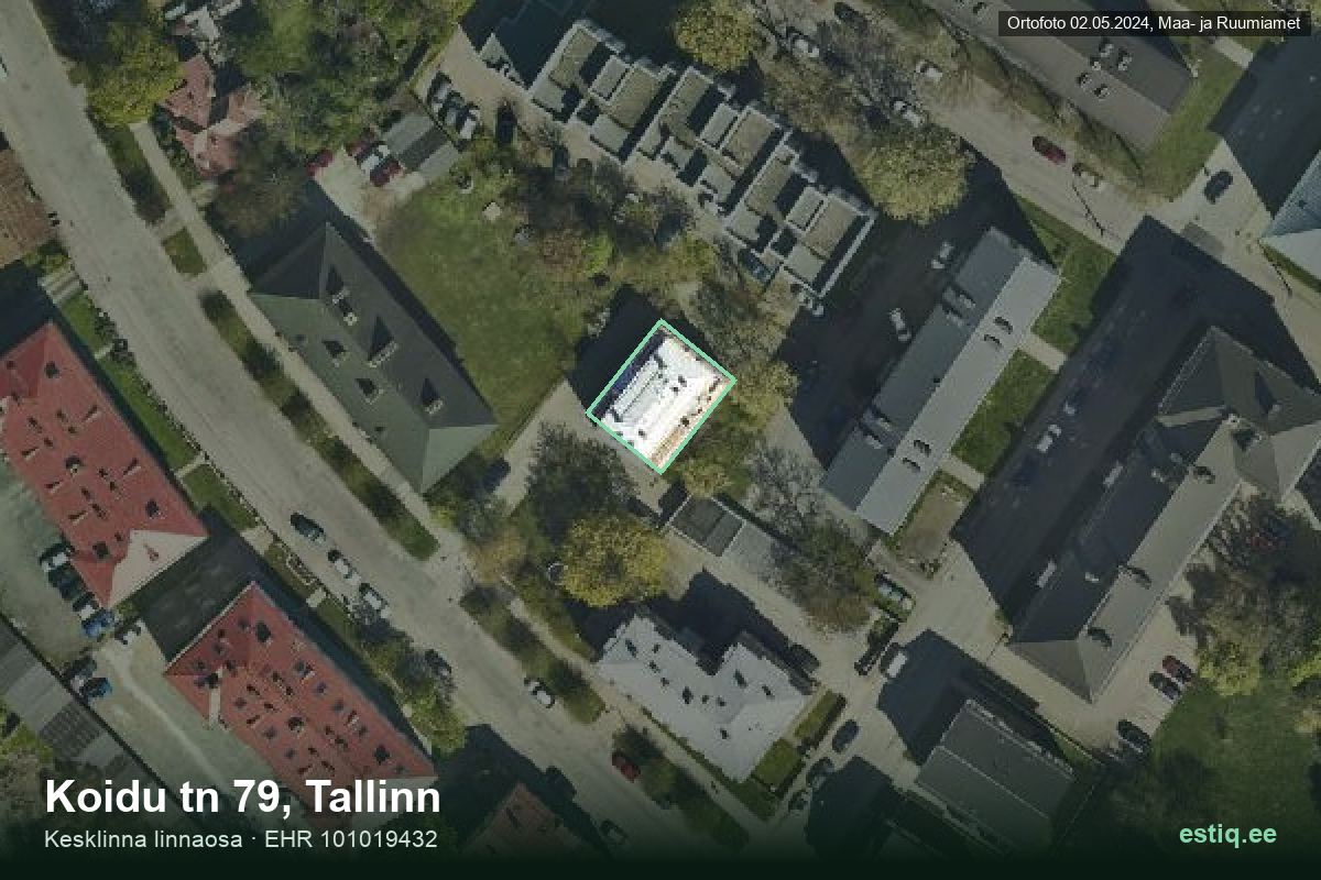 Koidu tänav 79, Tallinn – aerial photo of the building, outline from the Building Register (EHR)
