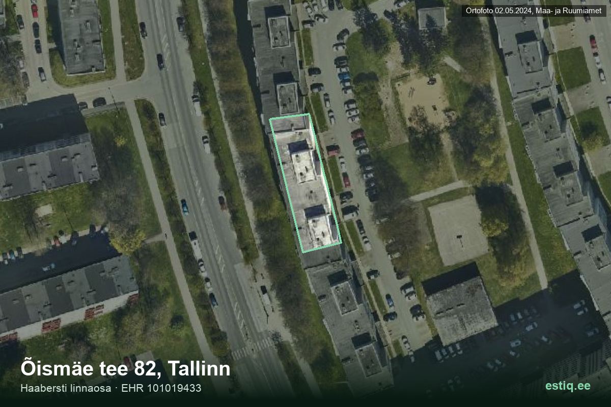 Õismäe tee 82, Tallinn – hoone aerofoto, kontuur ehitisregistri (EHR) andmetest