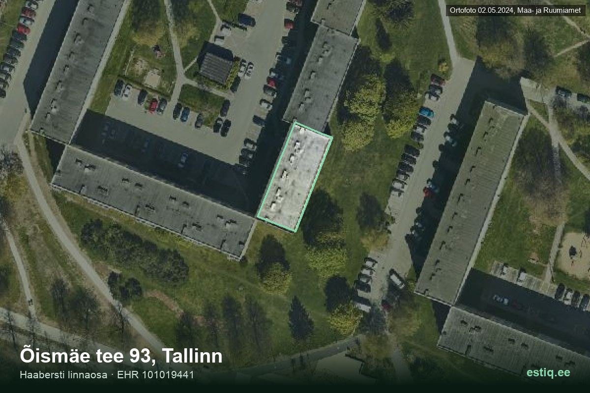 Õismäe tee 93, Tallinn – hoone aerofoto, kontuur ehitisregistri (EHR) andmetest