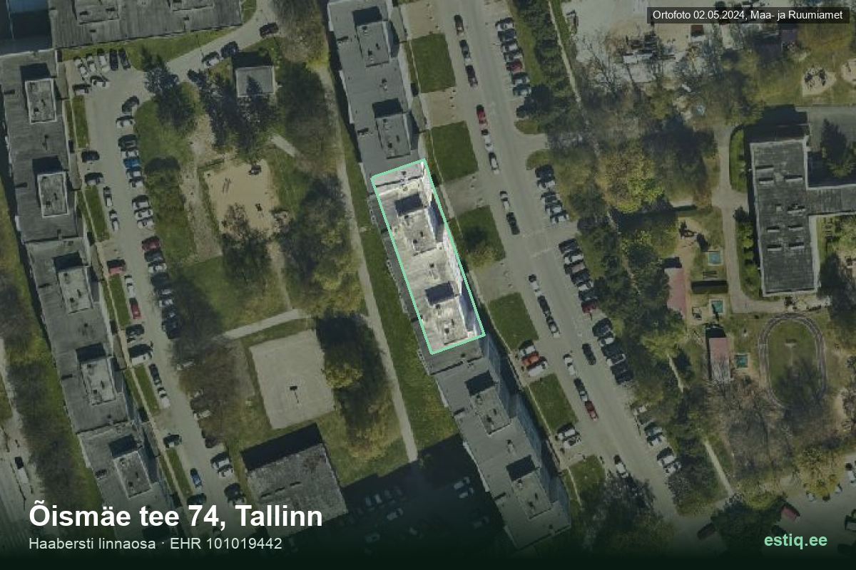 Õismäe tee 74, Tallinn – hoone aerofoto, kontuur ehitisregistri (EHR) andmetest